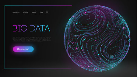 Blue sphere shield on dark background colorful data. Blue futuristic background. Abstract sphere...