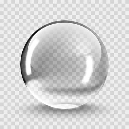Crystal ball light vector on transparent background. Clear sphere transparent ball. Bubble clear EPS 10.のイラスト素材