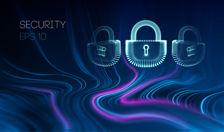 Computer internet cyber security background. Cyber crime vector illustration. digital lock vector