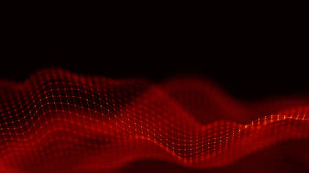 Red abstract technology background. Music abstract wave.の写真素材