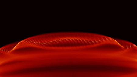 Red abstract technology background. Music abstract wave.の写真素材
