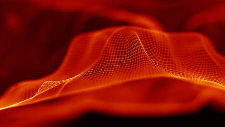 Red abstract technology background. Music abstract wave.の写真素材