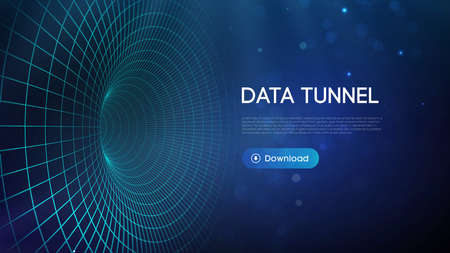 Big data tunnel vector illustration. Abstract digital background. Computer data tunnel technology. Sorting data and network security. Innovation technology business abstract background.のイラスト素材
