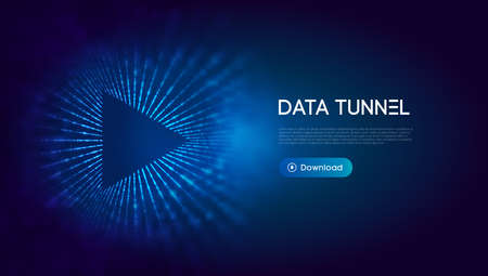 Big data tunnel vector illustration. Abstract digital background. Computer data tunnel technology. Sorting data and network security.のイラスト素材