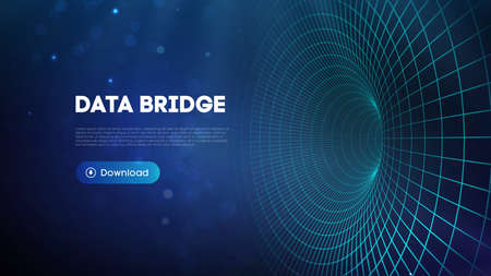 Data bridge vector illustration. Traffic big data and data visualization. Communication network digital technology background.のイラスト素材