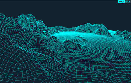 3D Wireframe Terrain (Wide Angle)のイラスト素材