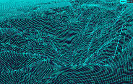 3D Wireframe Terrain (Wide Angle)のイラスト素材