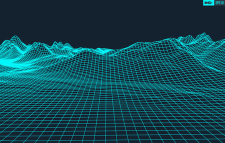 3D Wireframe Terrain (Wide Angle)