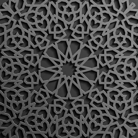 Black islamic pattern vector. Islamic ornament vector, Persian motif.のイラスト素材