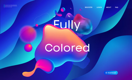 Purple liquid background in 3d style. Web design liquid color business website template. Flow and...
