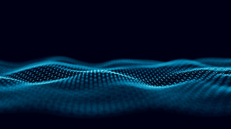 Blue hexagonal wave digital data flow. Seamless loop technology network background concept. 4k...