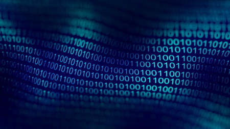 Blue code wave background for business concept. Data binary code network. Software background with digital computer code. Futuristic cyberspace loop animation.の写真素材