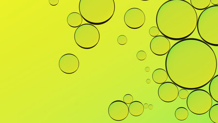 Green backdrop. Water oil bubbles abstract design. Green liquid splash background macro. Olive oil seamless loop.の写真素材