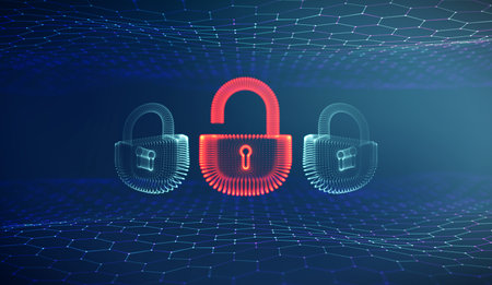 Coputer internet cyber security background. Cyber crime vector illustration. digital lock vector...