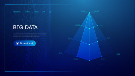 Pyramid business technology background. Tech vector triangle abstract background. Wireframe pyramid...