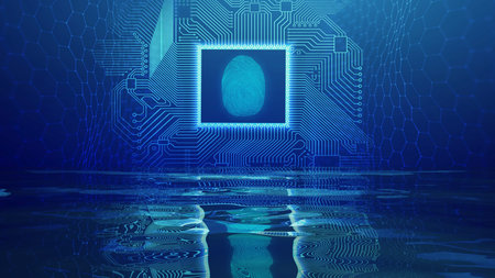 Touch id digital personal identifier. Personal data privacy id concept.