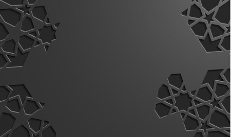 Black islamic pattern geometric background. Ramadan kareem oriental style vector illustration.のイラスト素材