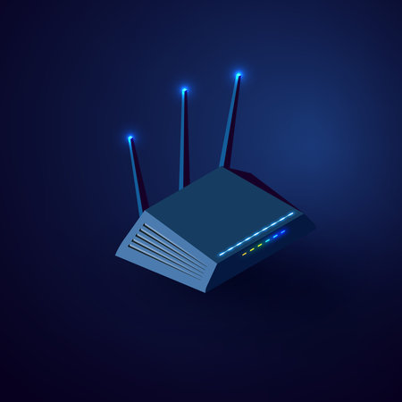 Wifi router vector isometric illustration. Internet network device on white background