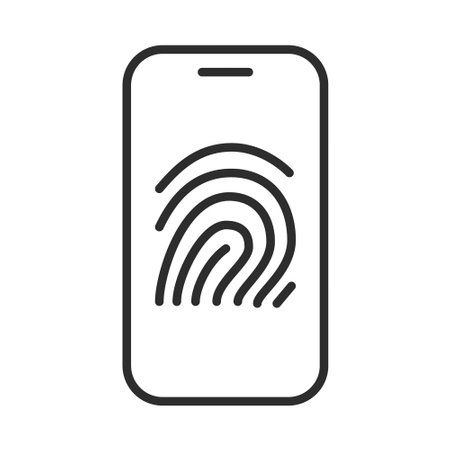 Phone with fingerprint icon vectorのイラスト素材