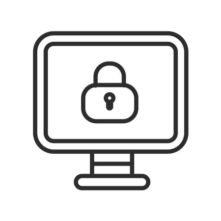 Cyber security computer icon. Padlock keyのイラスト素材