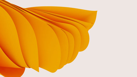 Abstract yellow shapes wavy 3d color fabric. Cloth wave background.の写真素材