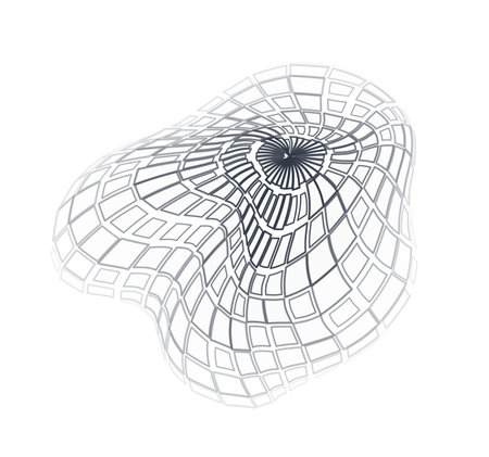 Wireframe sphere distorted globe isolated on white background. 3d cell network.のイラスト素材