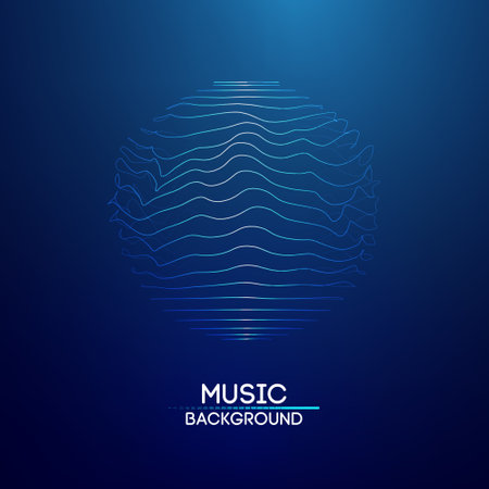 Sound wave blue technology background. Music wave futuristic big data background.のイラスト素材