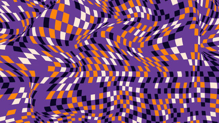 Purple and Orange Checkered Optical Illusion