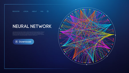 Neural network lines digital technology background. Big data and data scienceのイラスト素材