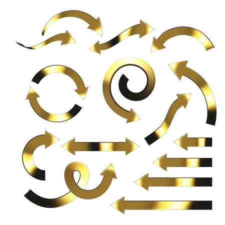 Gold arrow spin isolated on white background. Vector arrow button symbol.のイラスト素材