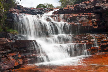 Waterfall in Jasper Canyon, Gran Sabana, Venezuelaの写真素材