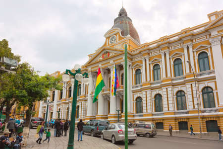 LA PAZ - JANUARY 18  Congress Building in La Paz, Bolivia on January 18, 2013  Bolivian Congress Building located on Plaza Murillo in downtown of La Paz のeditorial素材