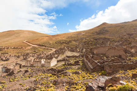 The ruins of the ancient village of San Antonio de Lipez in Boliviaの写真素材