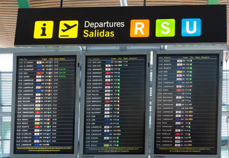 MADRID, SPAIN - JANUARY 05: Board departures in the terminal of Adolfo Suarez MadridBarajas Airport on January 05, 2013 in Madrid, Spain. It the country's largest and busiest airportのeditorial素材