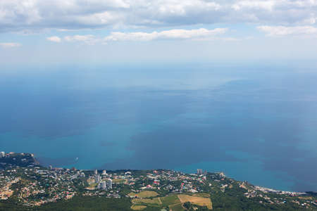 Aerial view of the coastline from Mount Ai-Petri mountain in Crimeaの写真素材
