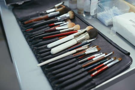tool set for make-up on the tableの写真素材