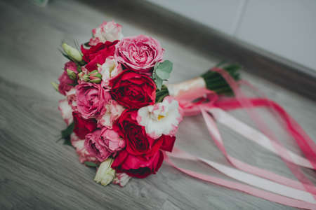 Wonderful luxury wedding bouquet of different flowersの写真素材