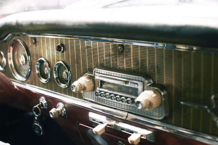 Close up on a dashboard of  vintage carの写真素材
