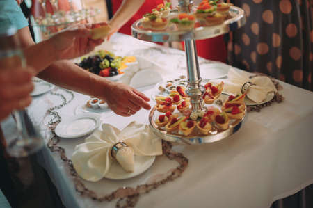 pintxos, tapas, spanish canapes party finger foodの写真素材
