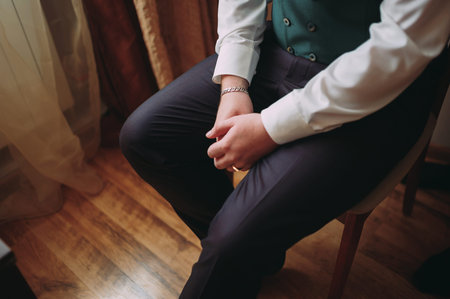 wedding groom preparations at the hotel. morning