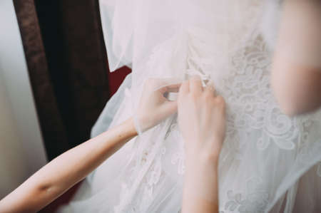 wedding preparations of the bride. morning at the hotelの写真素材
