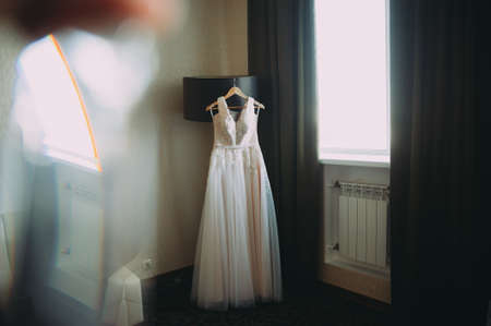 Wedding Dress. accessories at the brides preparations.の写真素材