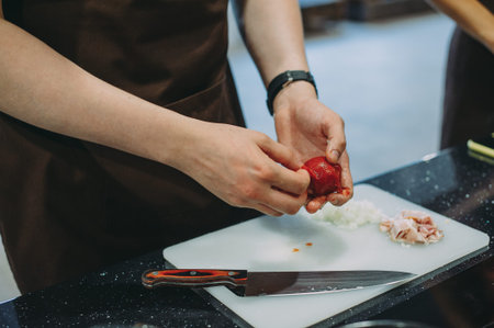 Culinary master class for cooking soup in the studio