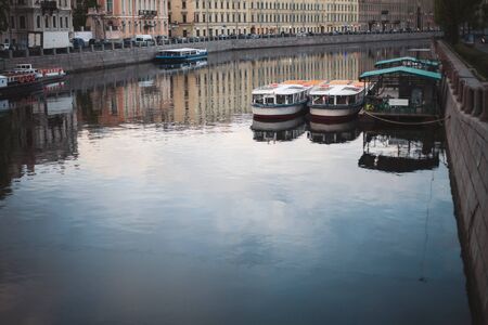 Architecture and River Trams in Saint Petersburgのeditorial素材