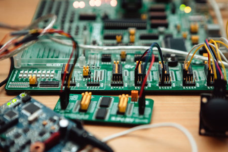 Electronic circuit board with processor and wires