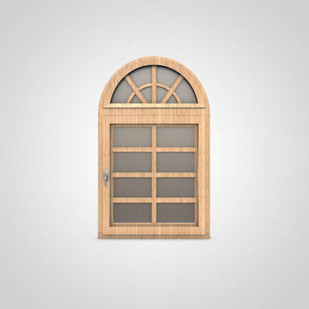 Wooden window isolated on white backgroundの写真素材
