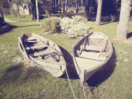           Fishing boat on dry landの写真素材