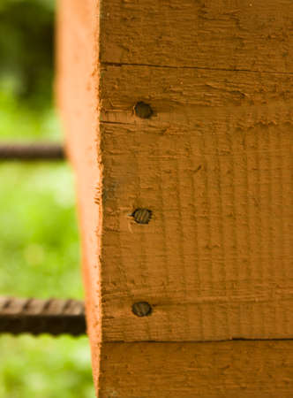 Wood with nails