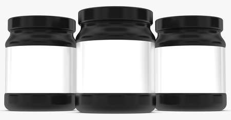 Black bottles on white background.3D Renderingの写真素材