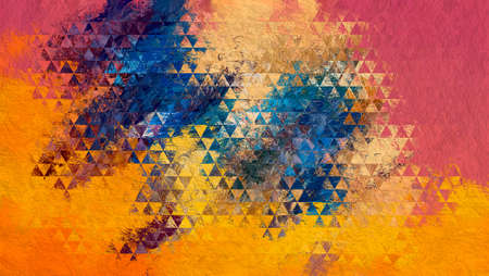 Abstract Colorful Geometrical Artwork,Abstract Graphical Art Background Texture,Modern Conceptual Art,Synthwave Aesthetic Poster Print,3D Renderingの写真素材